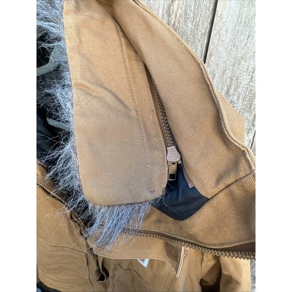 Vintage Carhartt Siberian Parka Jacket Mens 2XL Brown Quilt Lined Hooded 90s - Picture 7 of 9